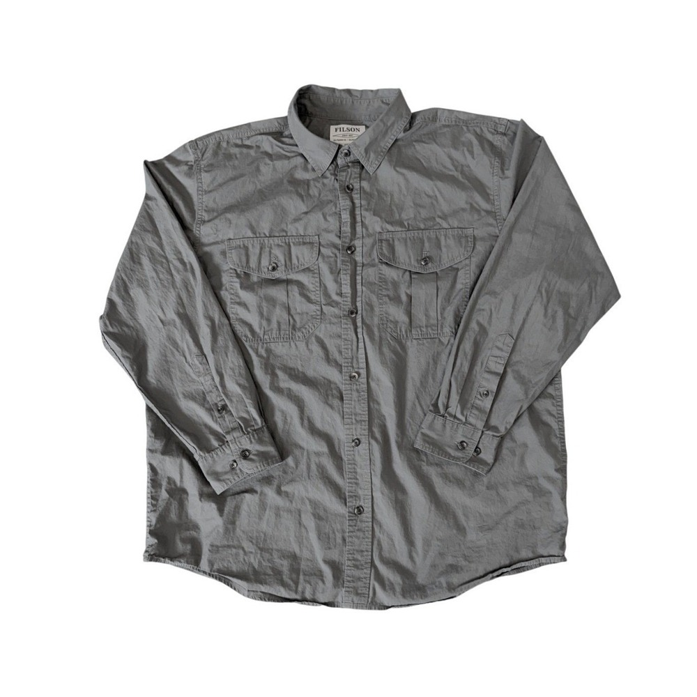 Filson Mens Charcoal Gray Flap Pocket Long Sleeve Utility Button-Up Shirt XL